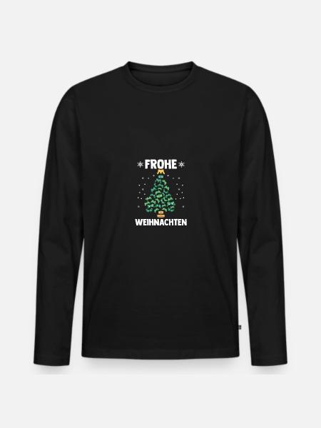 Frohe Weihnachten Gamer Videospiel Weihnachtsbaum - Männer Premium Bio Langarmshirt - Schwarz