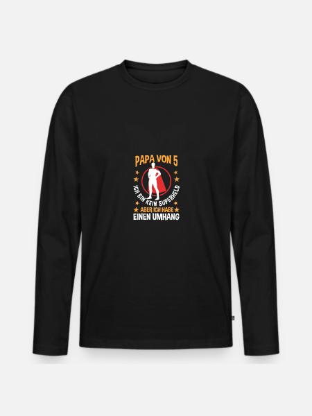 Papa de 5 enfants - T-shirt manches longues Premium bio Homme - noir
