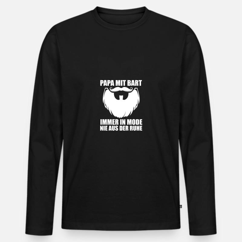 Papa Mit Bart - Männer Premium Bio Langarmshirt - Schwarz