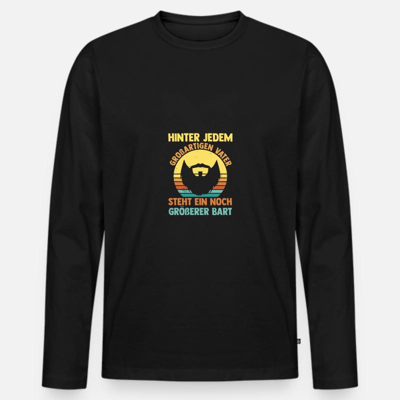 Papa Mit Bart - Männer Premium Bio Langarmshirt - Schwarz