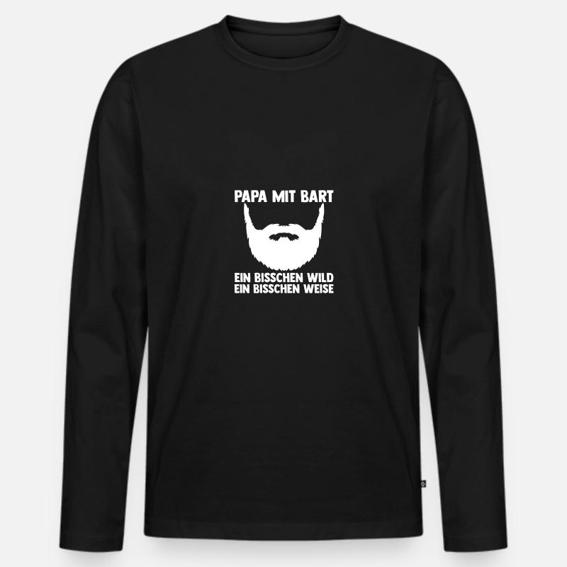 Papa Mit Bart - Männer Premium Bio Langarmshirt - Schwarz