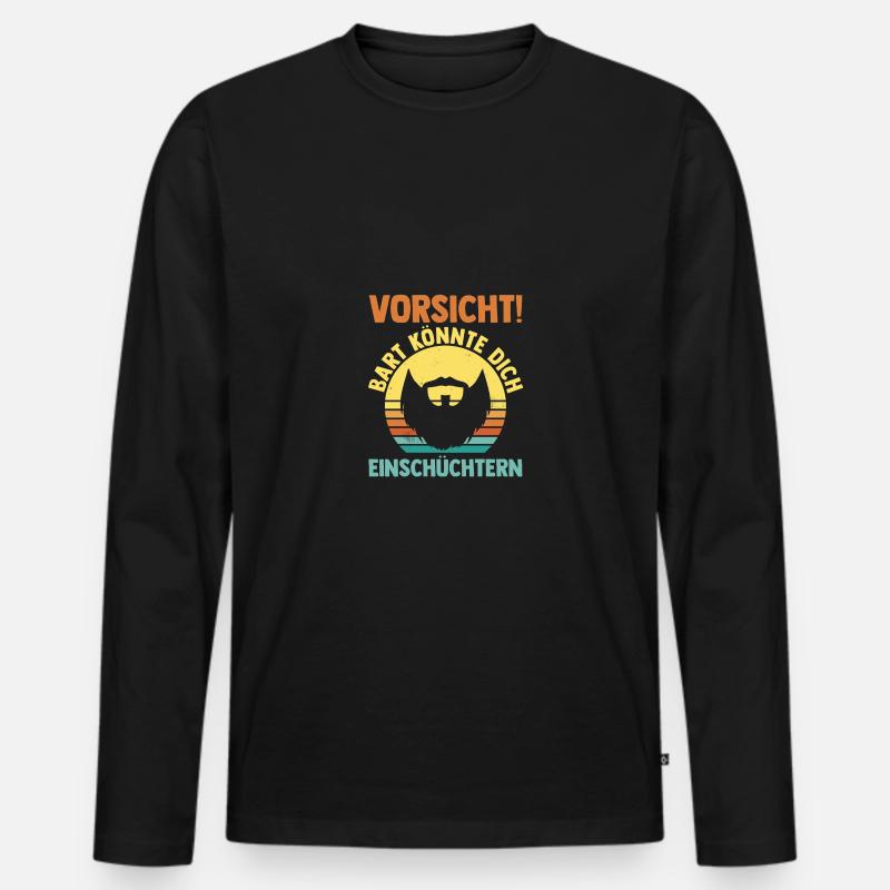 Bärtig Bartträger Bart - Männer Premium Bio Langarmshirt - Schwarz