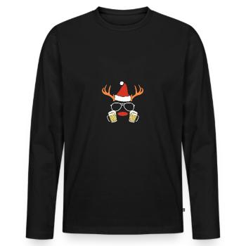 Weihnachtsmann Weihnachten Bier Rentier - Männer Premium Bio Langarmshirt - Schwarz - Vorne - Nico (187cm)