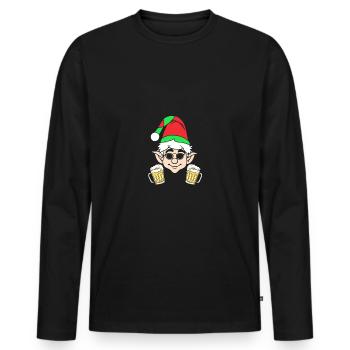Père Noël Elfe de Noël Bière Elfe de Noël - T-shirt manches longues Premium bio Homme - noir - Devant - Nico (187cm)