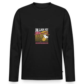 Die Lage Ist Besäufniserregend Bier Flamingo - Männer Premium Bio Langarmshirt - Schwarz - Vorne - Nico (187cm)