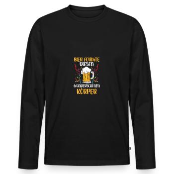 Karnevalskostüm Bier Fasching Karneval - Männer Premium Bio Langarmshirt - Schwarz - Vorne - Nico (187cm)