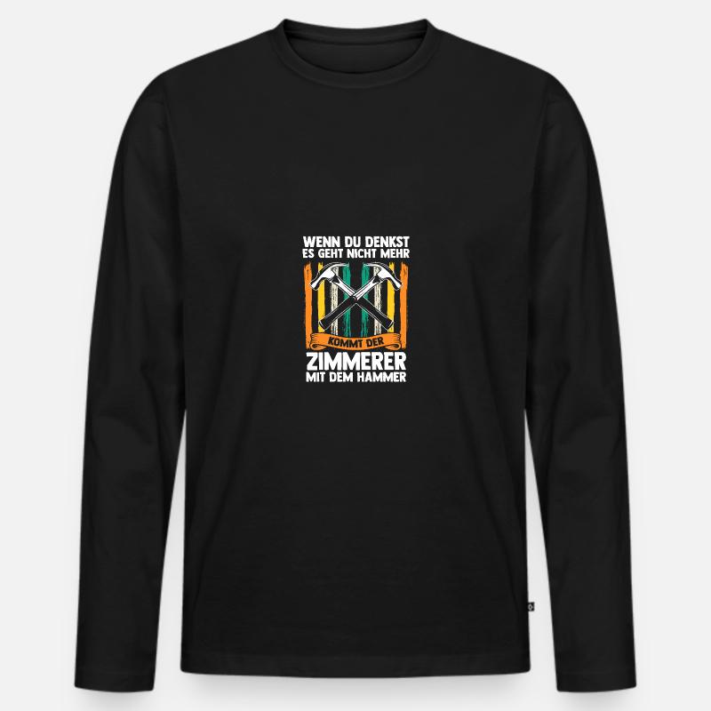 Zimmermann Zimmerer - Männer Premium Bio Langarmshirt - Schwarz