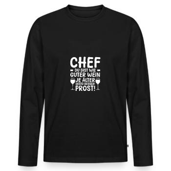 Chef Gruppenleiter Teamleiter Vorgesetzter - Männer Premium Bio Langarmshirt - Schwarz - Vorne - Nico (187cm)