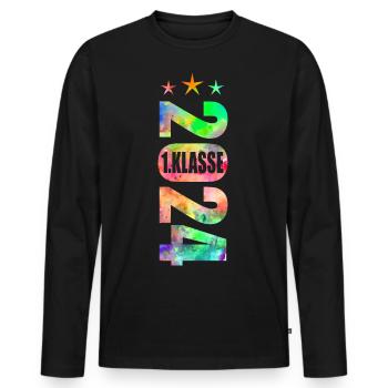 1. Klasse 2024 - Männer Premium Bio Langarmshirt - Schwarz - Vorne - Nico (187cm)