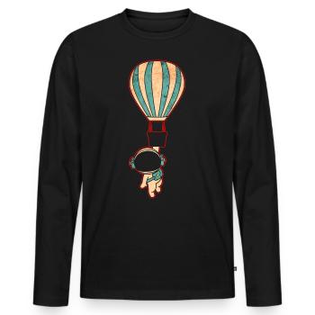 Astronaut Raumfahrt - Männer Premium Bio Langarmshirt - Schwarz - Vorne - Nico (187cm)