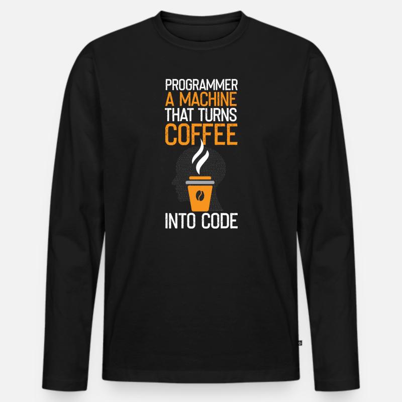 Lustiger Programmierer Spruch - Männer Premium Bio Langarmshirt - Schwarz