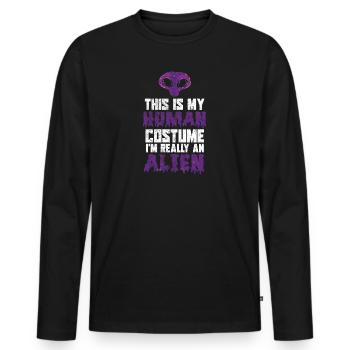 Halloween I'm Really An Alien - Männer Premium Bio Langarmshirt - Schwarz - Vorne - Nico (187cm)