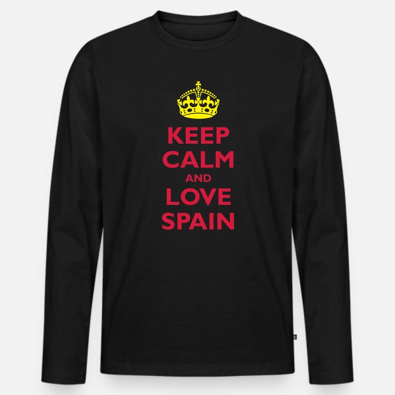 Keep Calm & Love Spain - Männer Premium Bio Langarmshirt - Schwarz