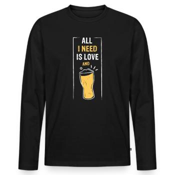 ALL I NEED IS LOVE and Beer or Limo - Männer Premium Bio Langarmshirt - Schwarz - Vorne - Nico (187cm)