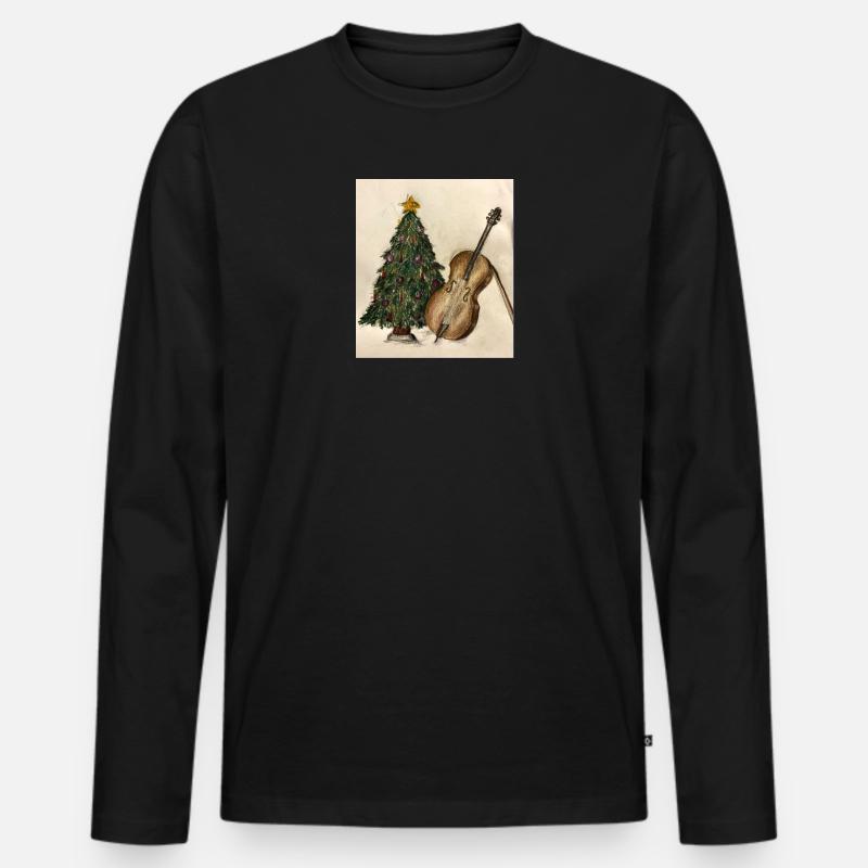 Weihnachtsmusik am Baum - Männer Premium Bio Langarmshirt - Schwarz