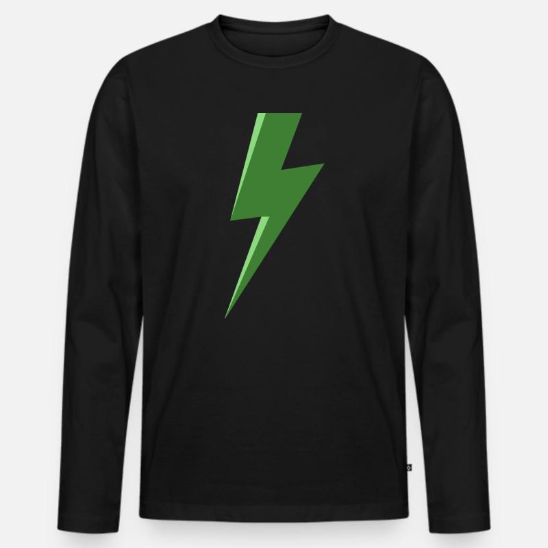 Grüner Blitz - Männer Premium Bio Langarmshirt - Schwarz