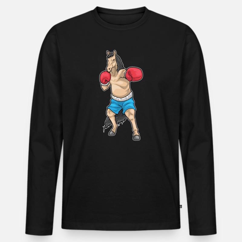 Pferd Boxer Boxhandschuhe Boxen - Männer Premium Bio Langarmshirt - Schwarz