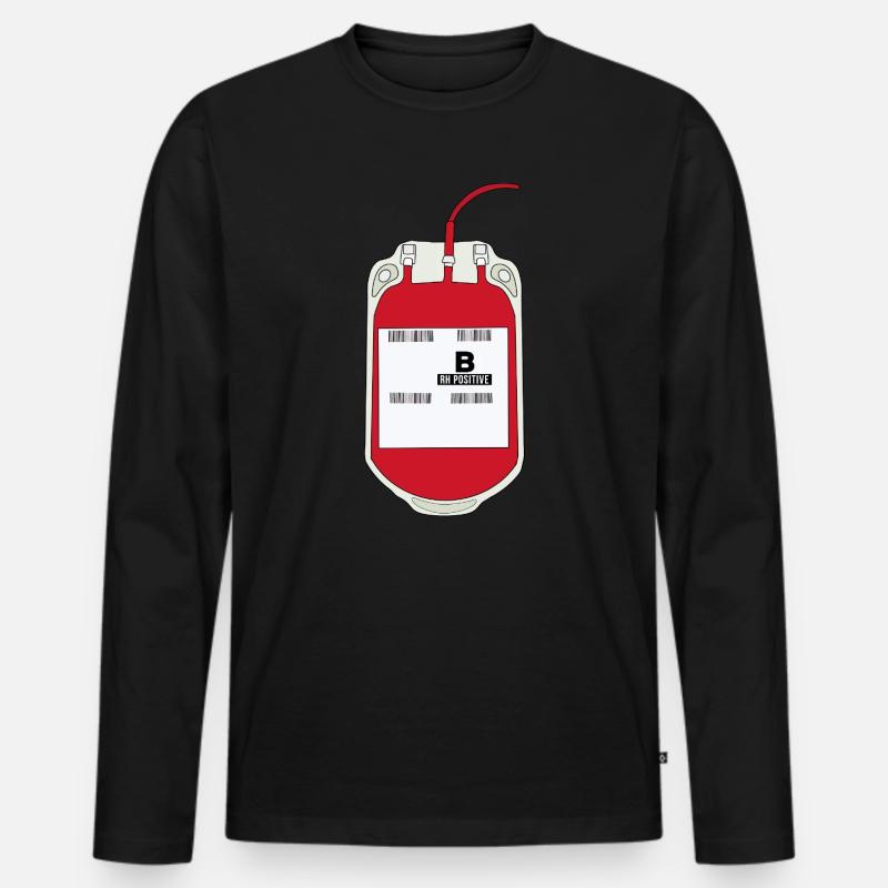 B Positiver Blutbeutel - Männer Premium Bio Langarmshirt - Schwarz