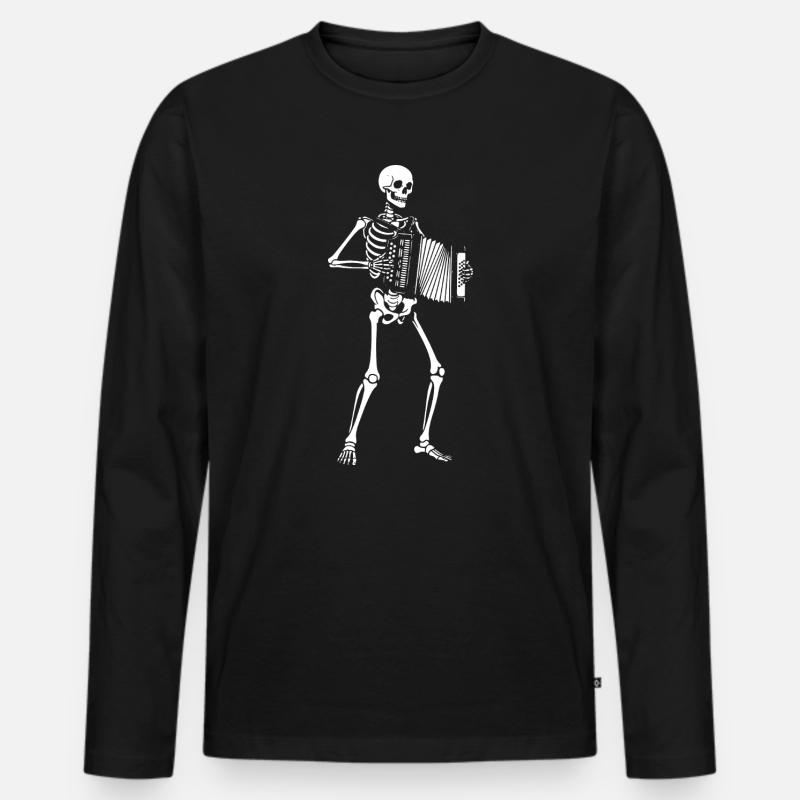 Skeleton spielt Akkordeon-Serenade - Männer Premium Bio Langarmshirt - Schwarz