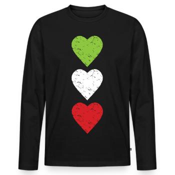 Woman Life Freedom Human Rights Used Look Hearts - Men's Premium Organic Long Sleeve Shirt - black - Front - Nico (187cm)