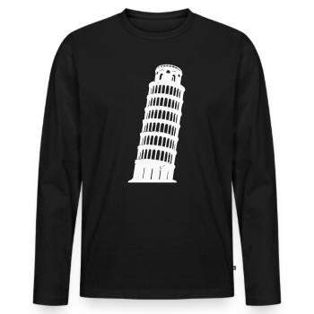 Pisa Tower Silhouette Monochrome - Men's Premium Organic Long Sleeve Shirt - black - Front - Nico (187cm)