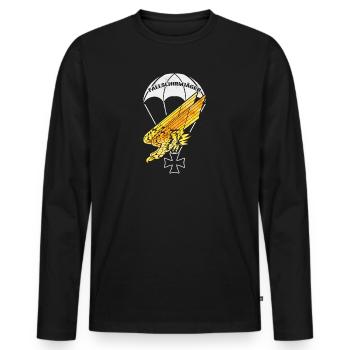 Goldener Adler - Fallschirmjäger Abzeichen - Männer Premium Bio Langarmshirt - Schwarz - Vorne - Nico (187cm)