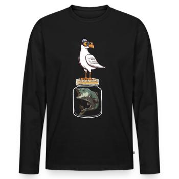 Mouette Mouettes Poisson Poisson Mouette Maritime - T-shirt manches longues Premium bio Homme - noir - Devant - Nico (187cm)
