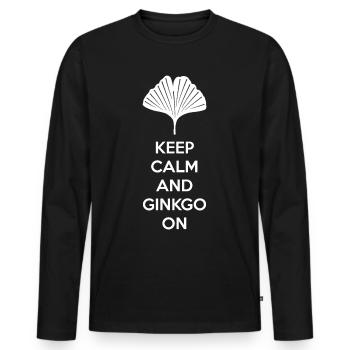 Ginkgo disant drôle restez calme - T-shirt manches longues Premium bio Homme - noir - Devant - Nico (187cm)