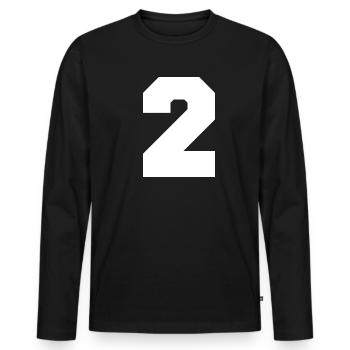 2 Deux numéros Numéro chanceux Collegestyle Idée cadeau - T-shirt manches longues Premium bio Homme - noir - Devant - Nico (187cm)
