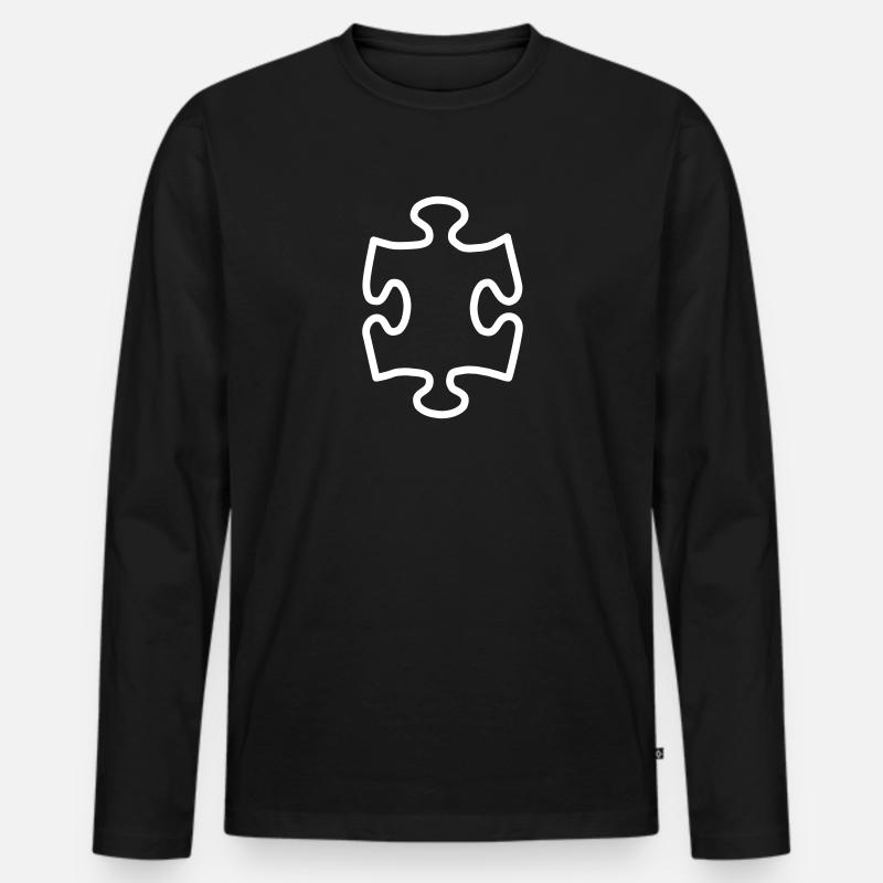 Puzzle - Männer Premium Bio Langarmshirt - Schwarz