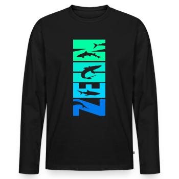 10. Geburtstag Haie Junge 10 Jahre alt Weißer Hai - Männer Premium Bio Langarmshirt - Schwarz - Vorne - Nico (187cm)