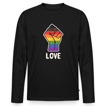 Love Alternative Pride Fist Design pour l’égalité - T-shirt manches longues Premium bio Homme - noir - Devant - Nico (187cm)