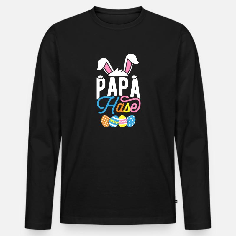 Papa Hase - Männer Premium Bio Langarmshirt - Schwarz