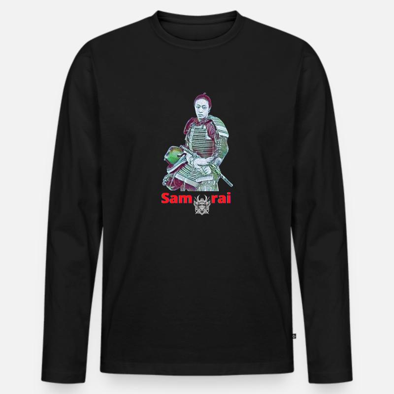Samurai - Männer Premium Bio Langarmshirt - Schwarz