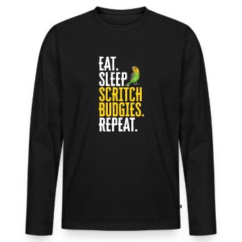 Budgerigar Parakeet Bird Pet Gift - Men's Premium Organic Long Sleeve Shirt - black - Front - Nico (187cm)