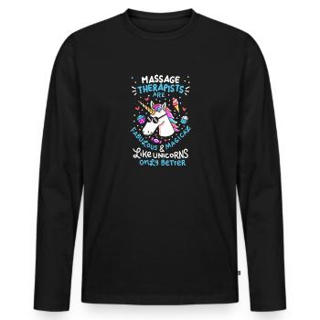 Massothérapeute disant Massothérapeute Licorne - T-shirt manches longues Premium bio Homme - noir - Devant - Nico (187cm)
