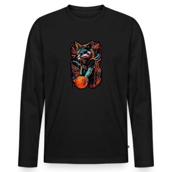 Basketball Fox Player Neon Fox Sport Ball Sports - Men's Premium Organic Long Sleeve Shirt - black - Front - Nico (187cm)