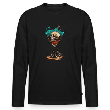 cocktail skull - T-shirt manches longues Premium bio Homme - noir - Devant - Nico (187cm)