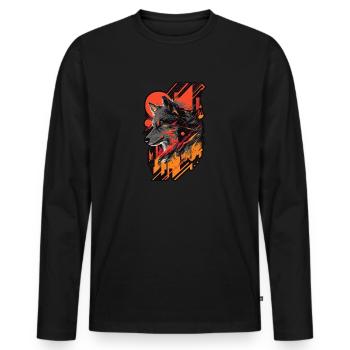 Wolf Cyber Punk Wildlife Animal Pack JGA Wolf Pack - T-shirt manches longues Premium bio Homme - noir - Devant - Nico (187cm)