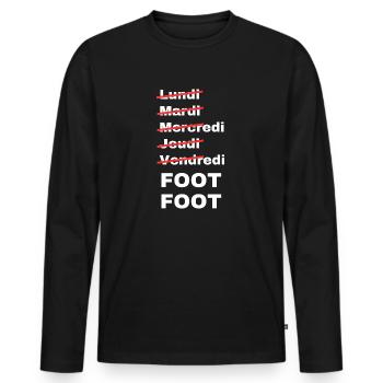 week-end foot - T-shirt manches longues Premium bio Homme - noir - Devant - Nico (187cm)