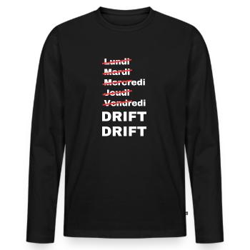 week-end drift - T-shirt manches longues Premium bio Homme - noir - Devant - Nico (187cm)