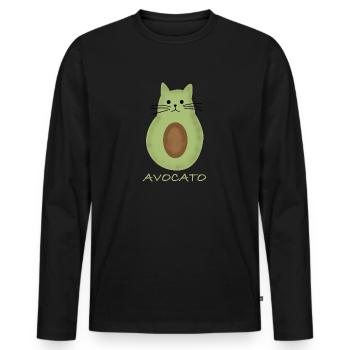 Avocato | Avocado, lustige Katze, Gemüse - Männer Premium Bio Langarmshirt - Schwarz - Vorne - Nico (187cm)