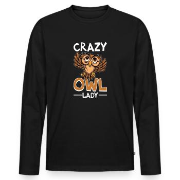 Owl Lady Owlets Enthusiast Bird Lover Ornithologis - Men's Premium Organic Long Sleeve Shirt - black - Front - Nico (187cm)