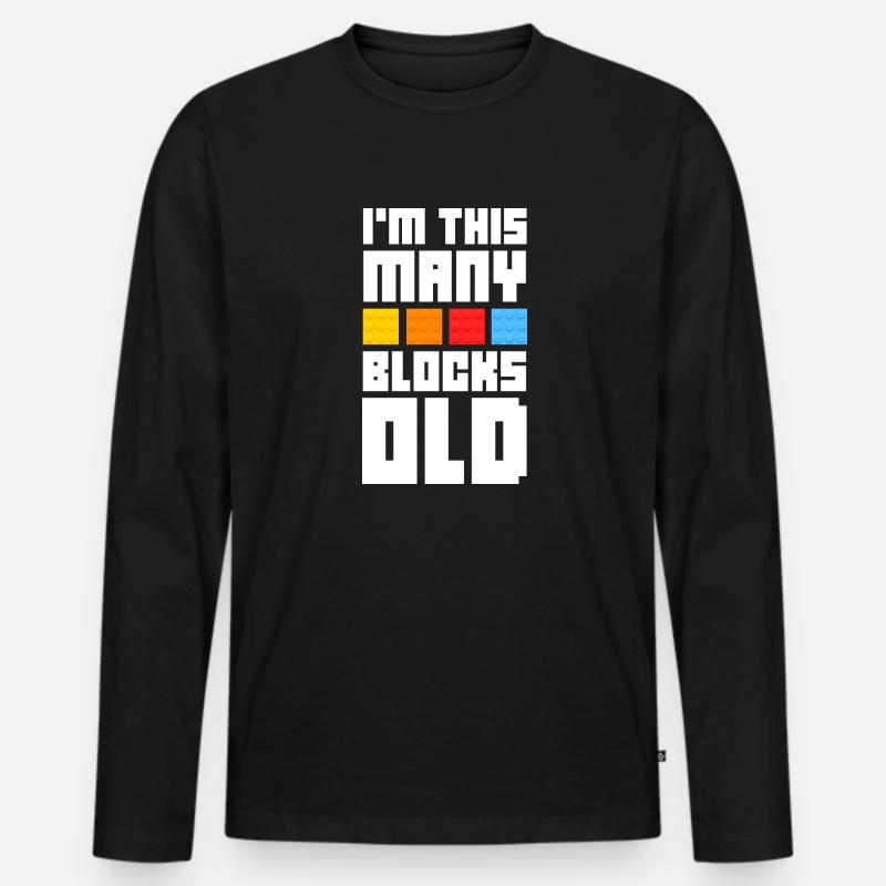 I'm this many blocks old - Männer Premium Bio Langarmshirt - Schwarz