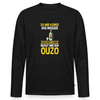 Da mir keiner das Wasser reichen kann reicht mir e - Männer Premium Bio Langarmshirt - Schwarz - Vorne - Nico (187cm)