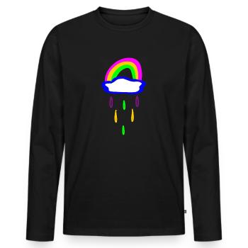 Rainbow and rain - Men's Premium Organic Long Sleeve Shirt - black - Front - Nico (187cm)