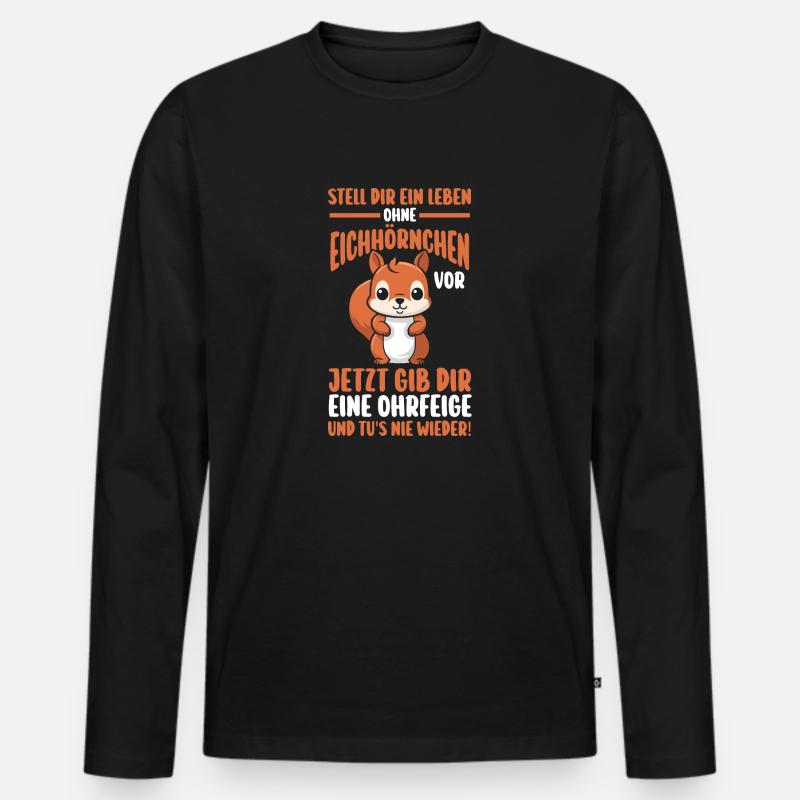 Eichhörnchen - Männer Premium Bio Langarmshirt - Schwarz