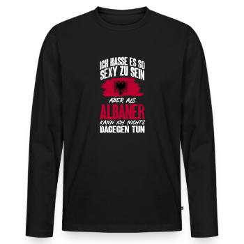 Albanische Flagge Albanischer Adler Shqiponja - Männer Premium Bio Langarmshirt - Schwarz - Vorne - Nico (187cm)