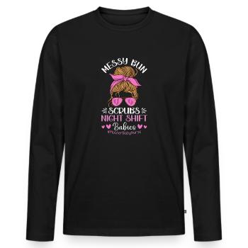 Infirmière Bébé Maternité Infirmière - T-shirt manches longues Premium bio Homme - noir - Devant - Nico (187cm)