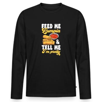 Lumpia Cuisine philippine Philippines - T-shirt manches longues Premium bio Homme - noir - Devant - Nico (187cm)
